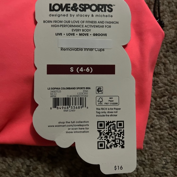 Love and Sports Bra sz sm NWT - Picture 4 of 10
